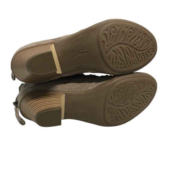 EARTH AURORA Tan Suede Heeled Lace Up Peep Toe Ankle Boots Womens 8 Zip Close - Picture 9 of 10